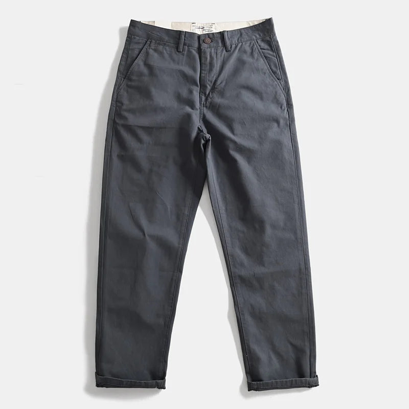 2025 Lente en herfst Nieuwe Amerikaanse retro geweven twill chino cargobroek Heren eenvoudige 100% katoenen gewassen casual rechte broek
