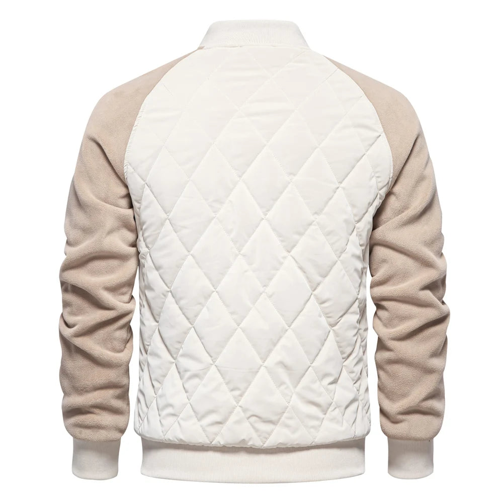 Men's Patchwork Thick Fleece Lined Baseball Bomber Jacket Winter Warm Outwear Jackets Coats for Men