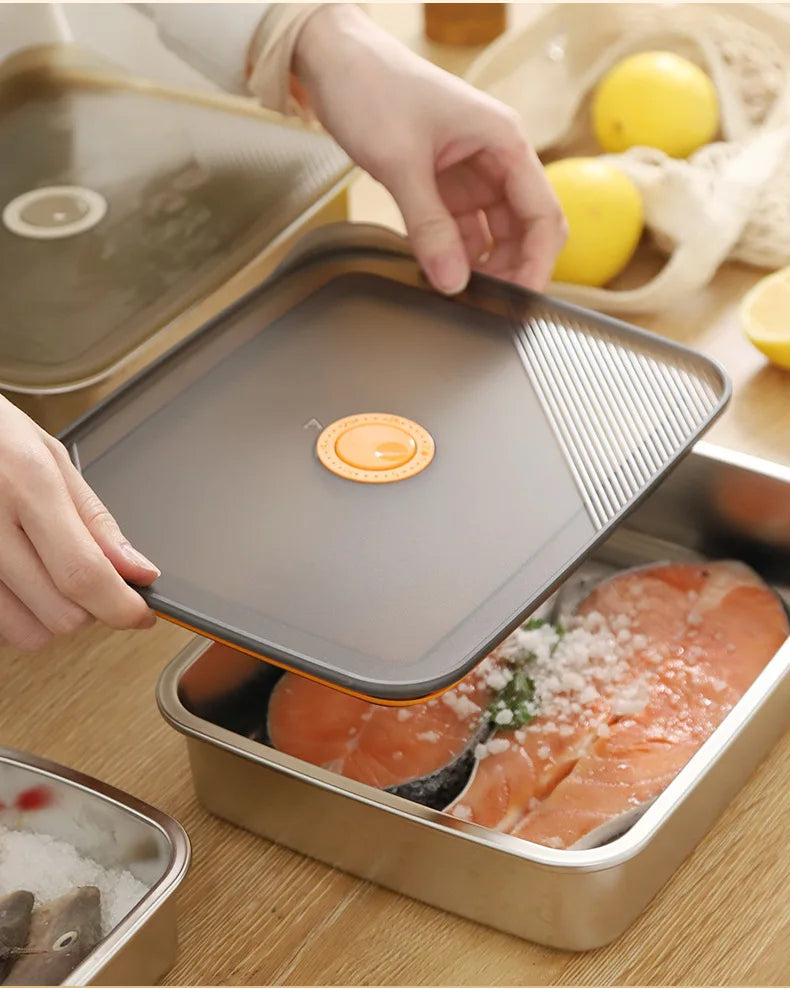 304 SS Airtight Leakproof Containers, BPA-Free - Fridge/Freezer/Microwave Safe, Stackable - Home/Kitchen Lunch Box Fruits/Meals