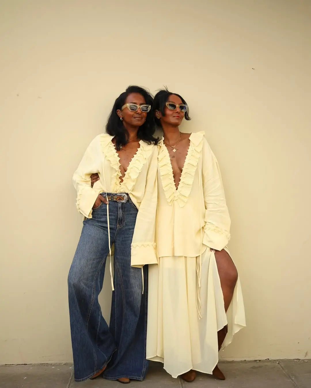 Elegant Yellow Chiffon Midi Skirt High Waist Drawstring Loose Fit Women's Summer Holiday Fashion A-Line Skirts