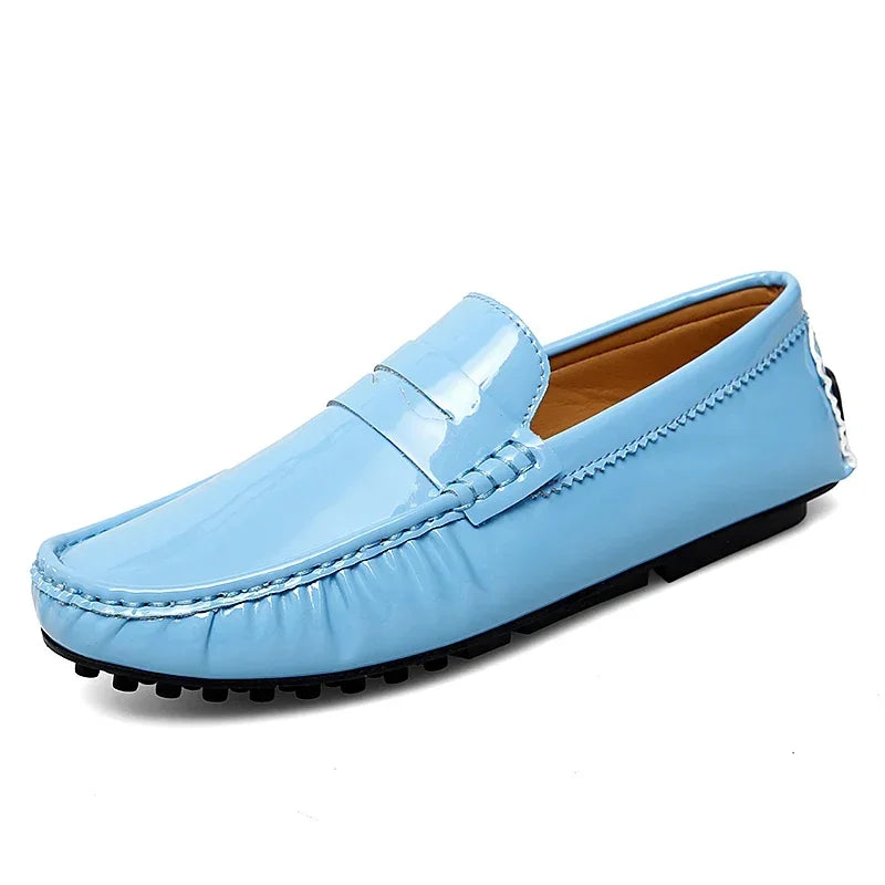 Fashion Style Men Blue Casual Loafers England Italy Stylish Trendy Male Formal Dress Shoes Large Size 35-48 Mens Moccasin Shoes