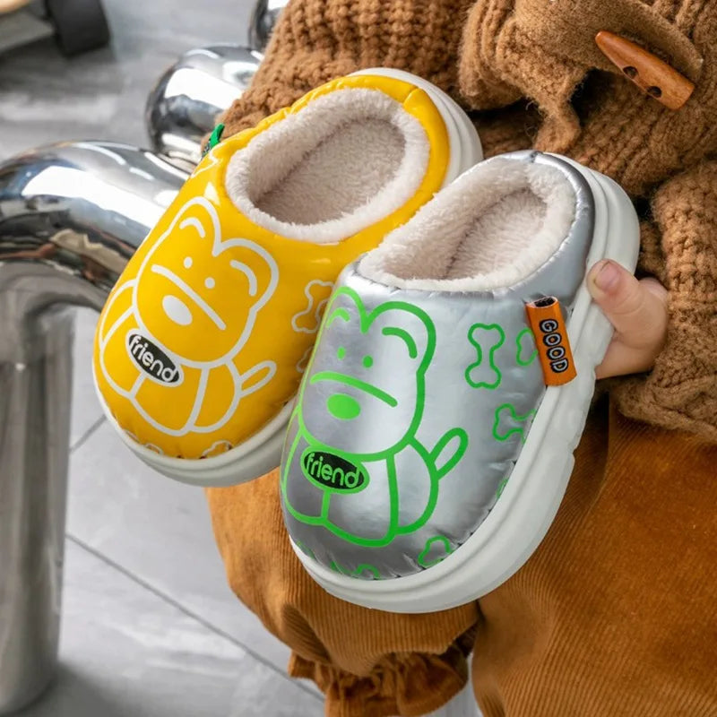 Kids' Slippers House Shoes Cartoon PU Leather Winter Shoes Warm Anti-Slip Soft Bottom Shoes For Girls Size 24-35