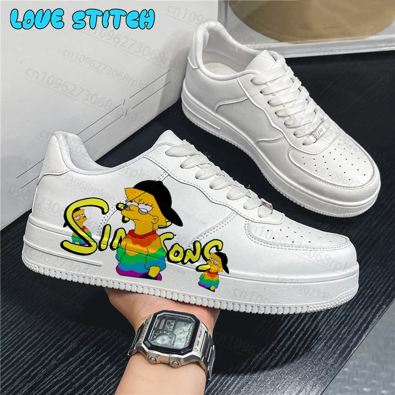Simpson Dames Casual Schoenen Heren Platform Sneakers Mode Skateboardschoenen 3D Graffiti Student Casual Schoenen Cadeau
