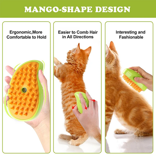Steamy Dog Brush Electric Spray Cat Hair Brush 3 In1 Dog Steamer Brush for Massage Pet Grooming Removing Tangled and Loose Hair