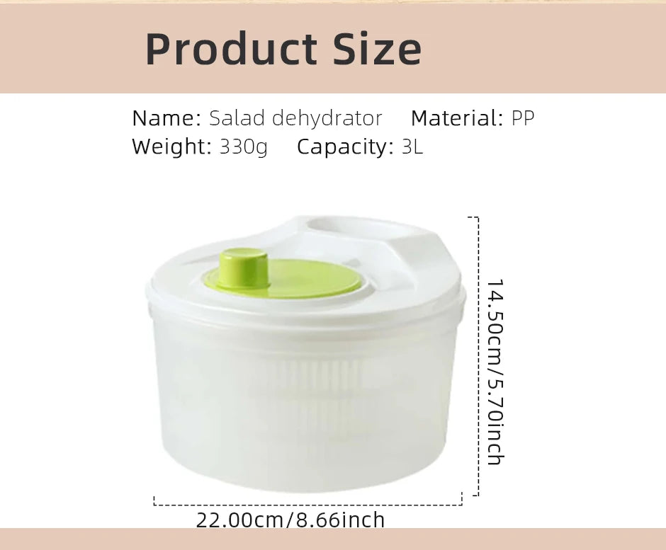 Salad Spinner Lettuce Greens Washer Dryer Drainer Crisper Strainer for Washing Drying Leafy Vegetables Kitchen Tools