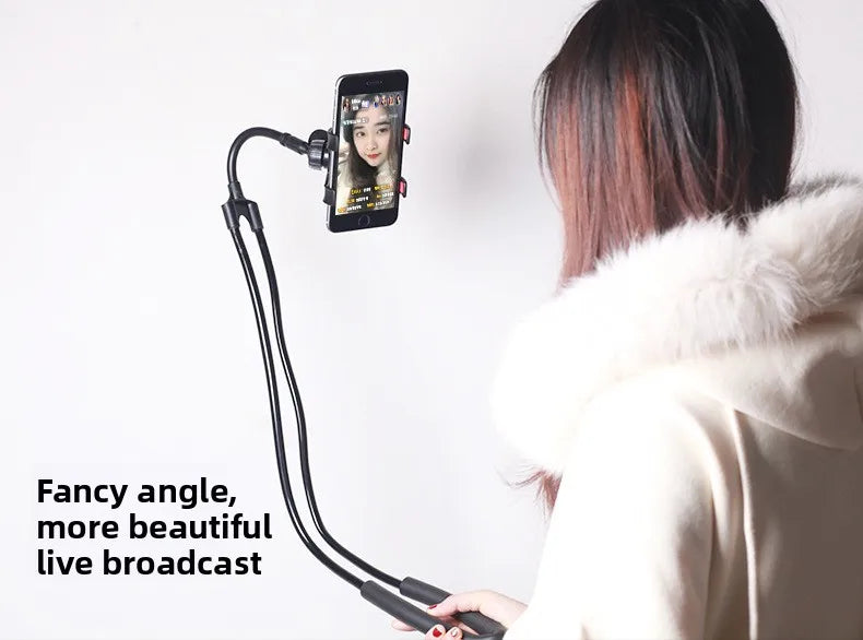 Rotatable Lazy Neck Phone Stand Holder 360 Degree Mobile Necklace Bracket Bed for Smartphones - Hands-Free Hanging Stan
