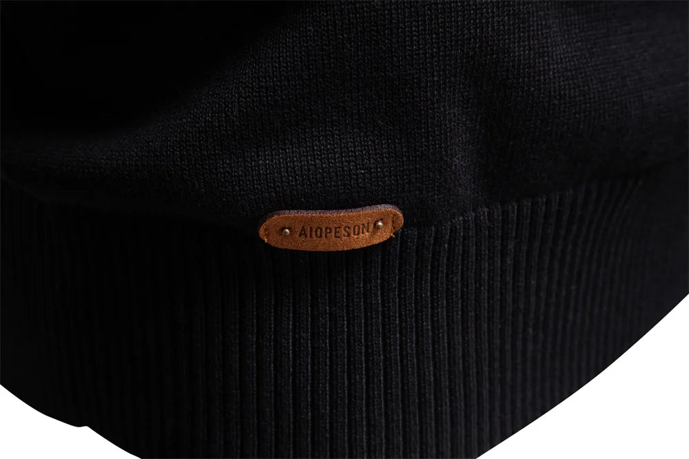 Men's Zipper Sweater Striped Design Knitted Warm Half-Zip Pullover Autumn Winter Outdoor Casual Men's Sweatshirt
