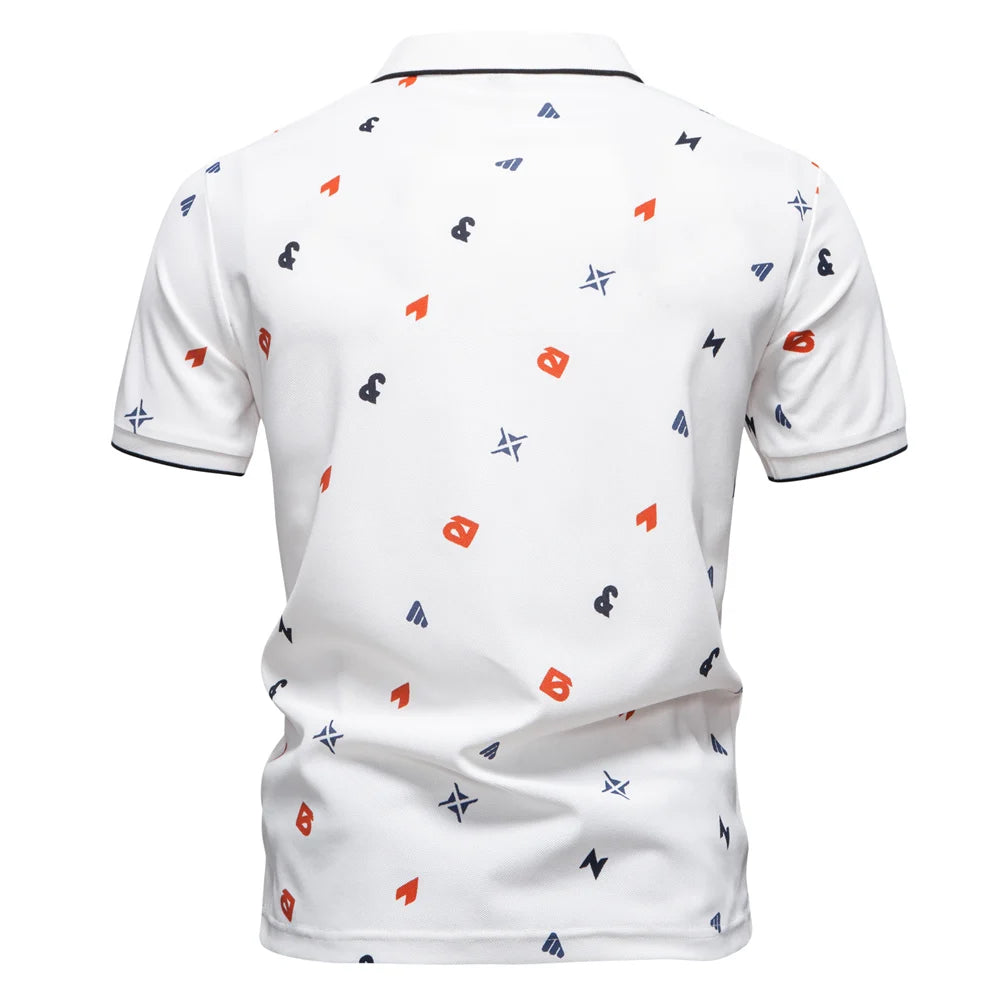 2025 Zomer Nieuw Heren Effen Poloshirt met Bedrukte Omslagkraag Casual Slim Fit Ademend Comfortabel Topje