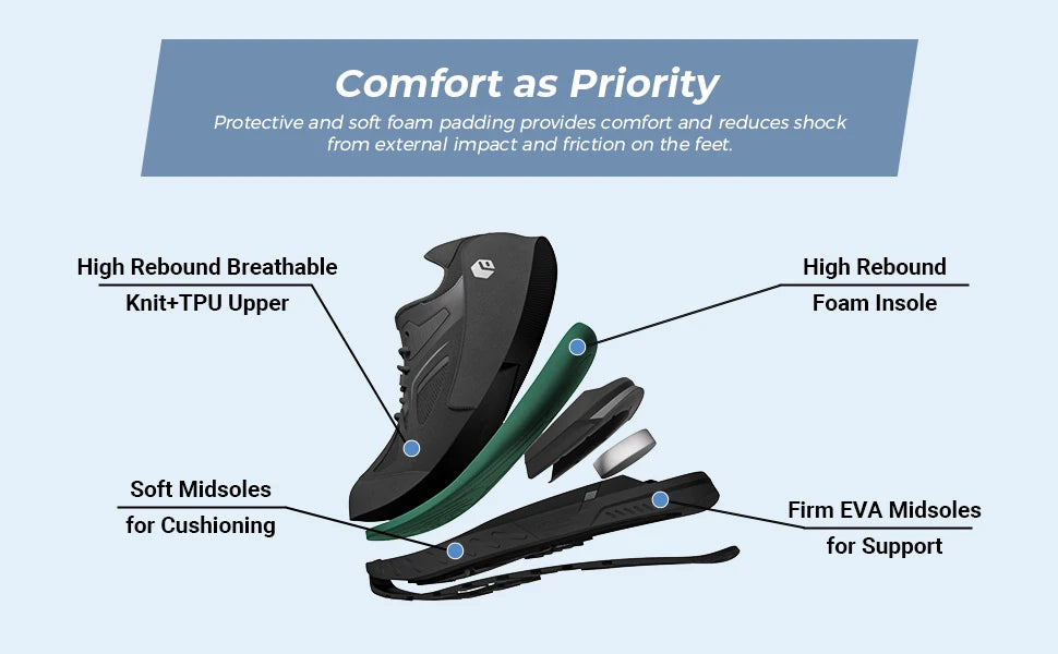 Men's Casual Sport Shoes Light Sneakers Lightweight Anti-slip Athletic Jogging Shoes For Swollen Feet Arch Support