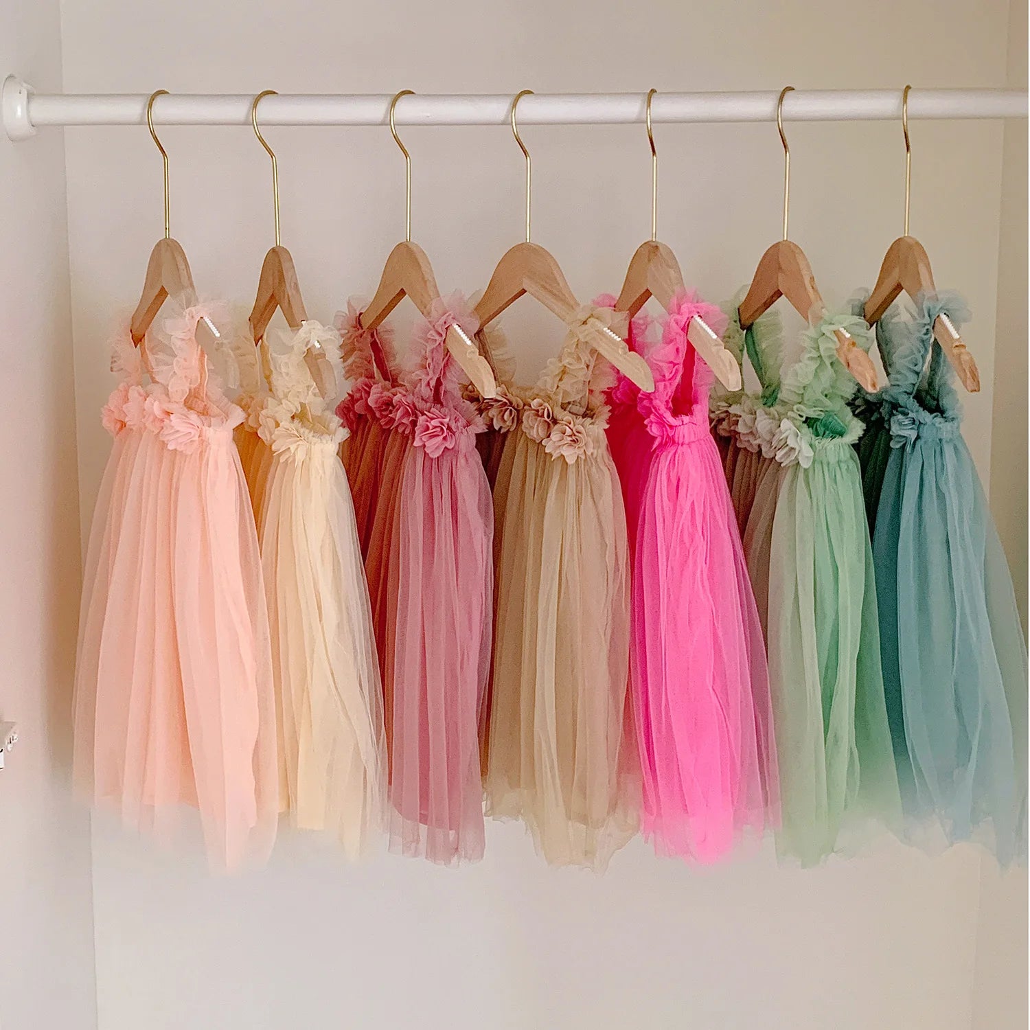 Summer Kids Sweet Mesh Dress Girls 6 Colours Suspended Floral Beach Skirt Children Tutu Princess Dress 1-6Y Girls