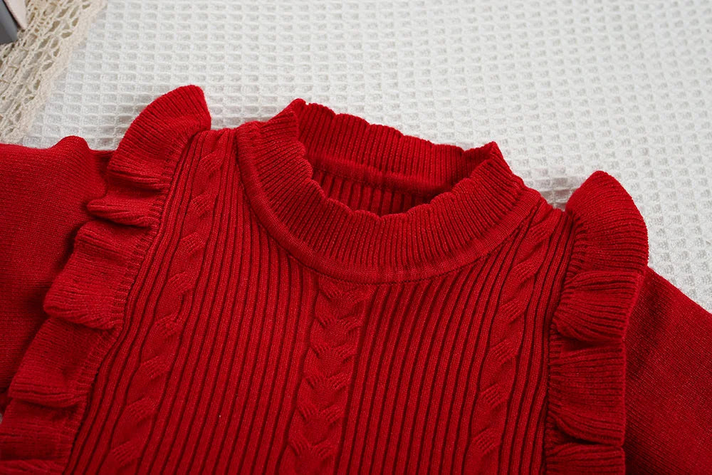 Autumn Kids Knit Dress Cute Solid Colour Girls Sweater Thin Children Clothes Baby Princess Dress 9M-5T Girls