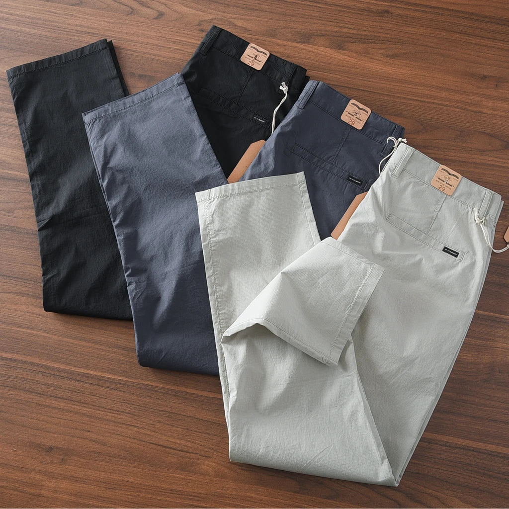 2025 Zomer Nieuwe Amerikaanse Retro Dunne Snel drogende Ice Silk Stretch Broek Heren Eenvoudige Chino Business Casual Rechte Broek