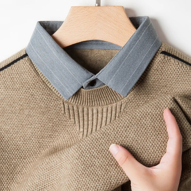 Men's Solid Colour Sweater, Stretchy and Warm For Autumn, Suitable For Business Casual and Male Daily Commute