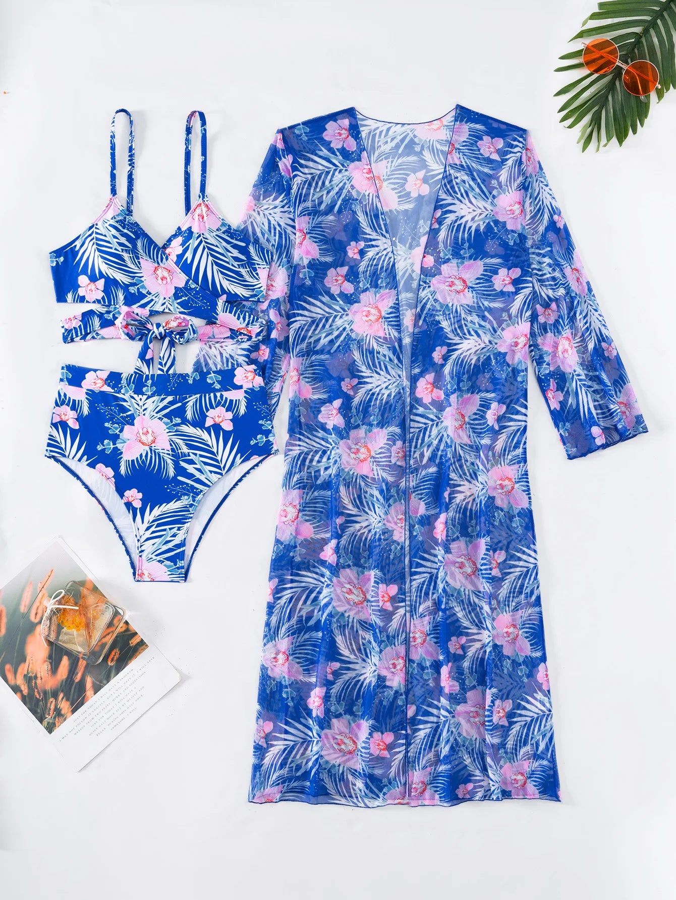 Summer Print Swimsuits 2025 Female Swimwear Push Up For Beach Wear Three-Piece Bathing Suits Pool Bather Women's Swimming Suit