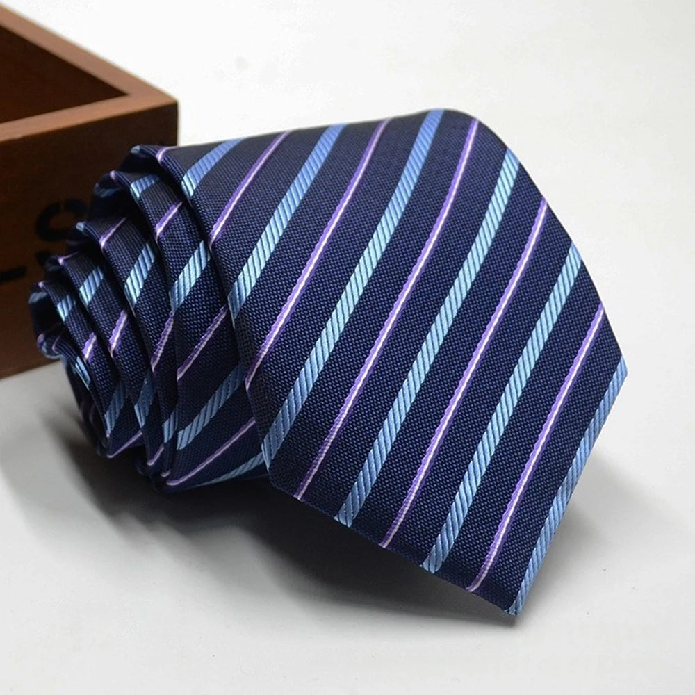 Men's Solid Colour Stripe Floral Jacquard Necktie 7-8cm Width Fashionable Daily Wear Cravat for Wedding Party Gift