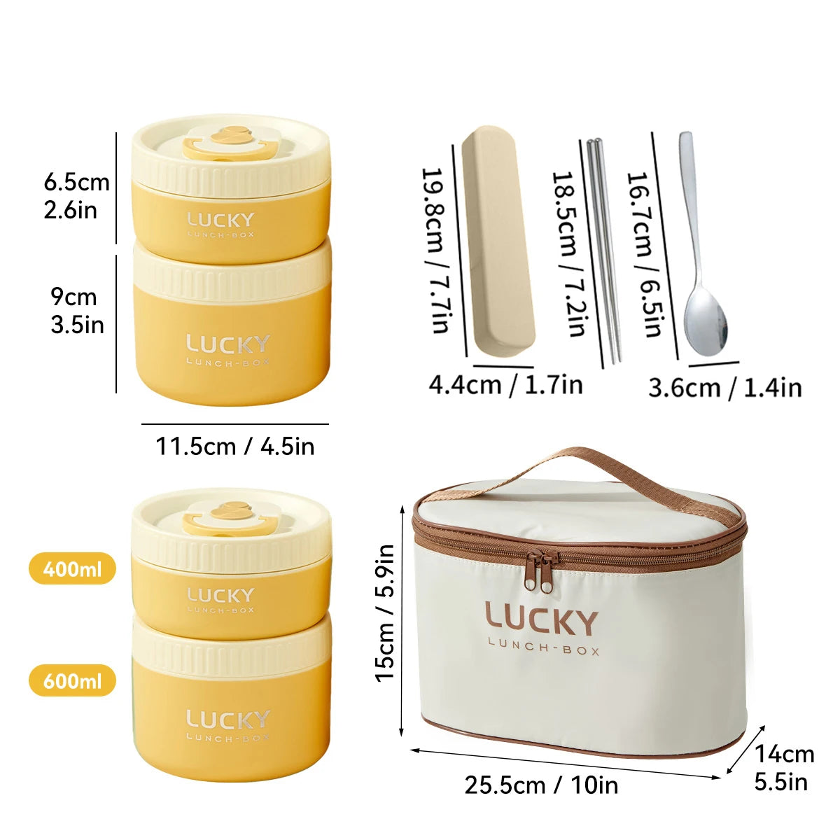 WORTHBUY Bento Lunch Box Set, Portable Keep Warm Lunch Container With Insulated Bag, 18/8 Stainless Steel Thermal Food Container