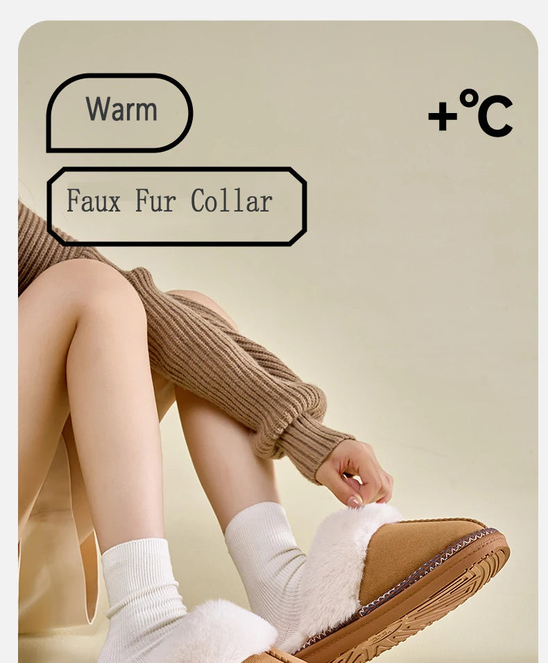 Women's Winter Warm Fur Fluffy Cotton Cosy Slippers With Non-Slip Indoor Plush Bedroom Flat Plush Slides Ladies' Shoes