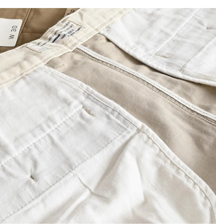 2025 Lente en herfst Nieuwe Amerikaanse retro geweven twill chino cargobroek Heren eenvoudige 100% katoenen gewassen casual rechte broek