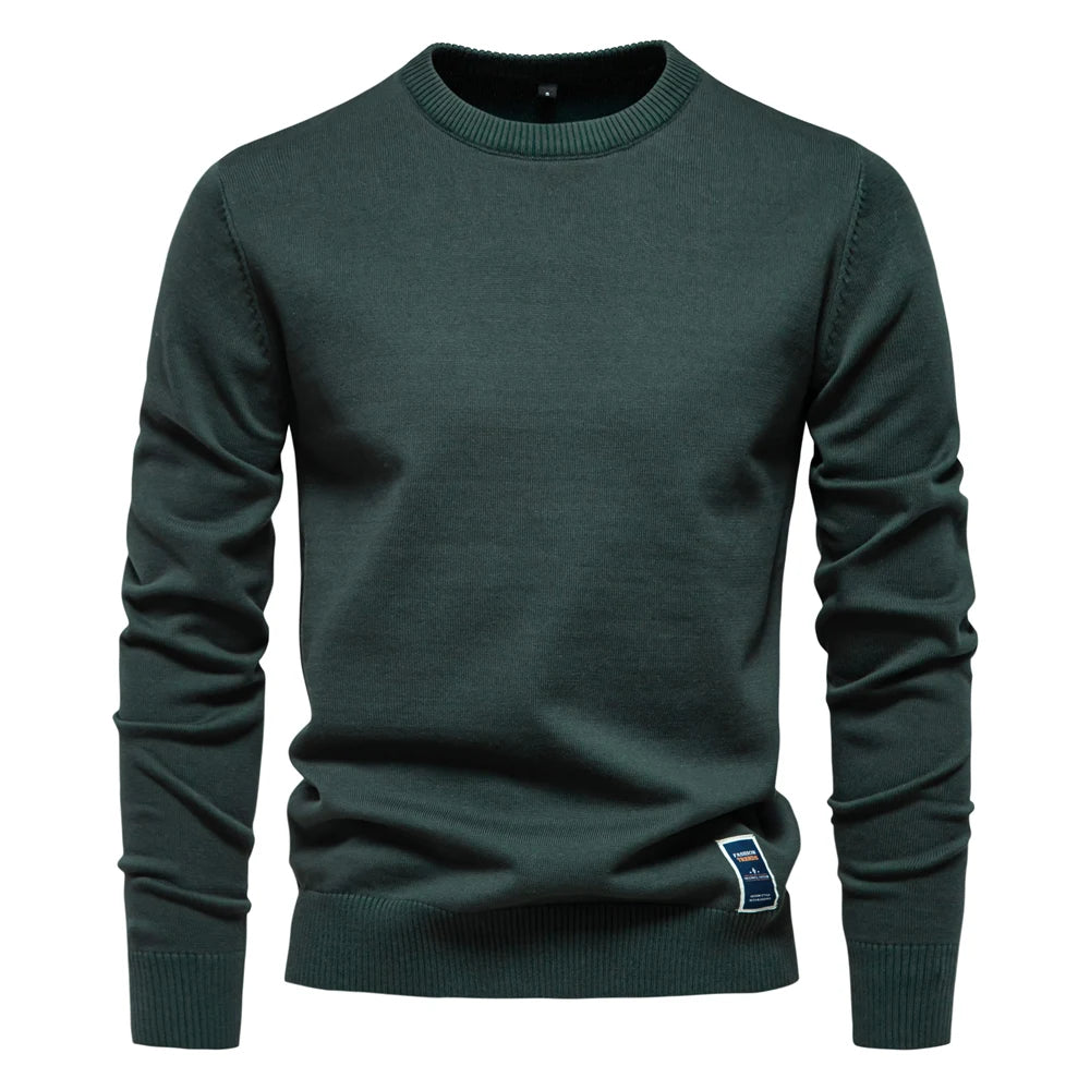 Men's Solid Cotton Crew Neck Knitted Pullover Sweaters Casual Fashion Classic Sweater for Men