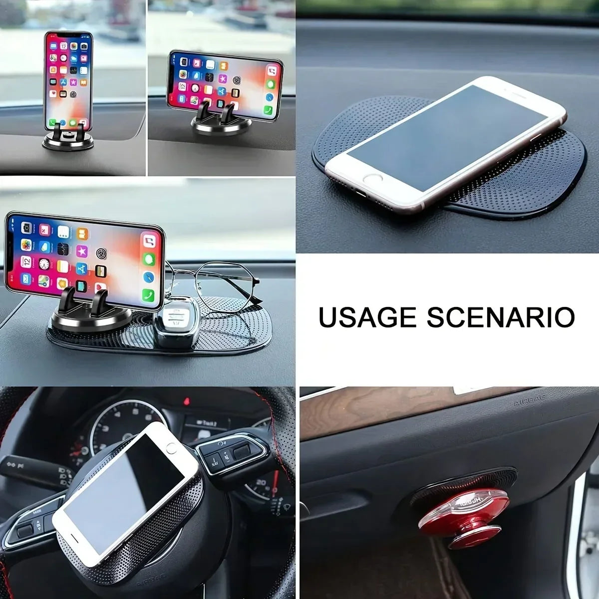 1Pcs Car Non-Slip Mat Magic Anti-Slip Slide-Proof Pad Dashboard Sticky Dash Adhesive Cell Phone Mobile Holder Black Silicone