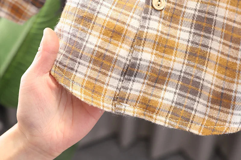 3-delige lente kinderkledingset, schattig dun vest + blouse + broek, meisjes, kleurblok, raster, bovenkleding, 1-3 jaar, unisex