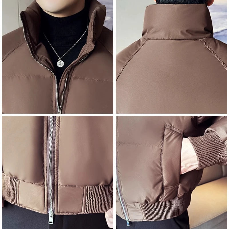Men's Loose and Casual Thickened Down Jacket With Stand-Up Collar, Suitable For Daily Commuting, Autumn, Winter, and Leisure