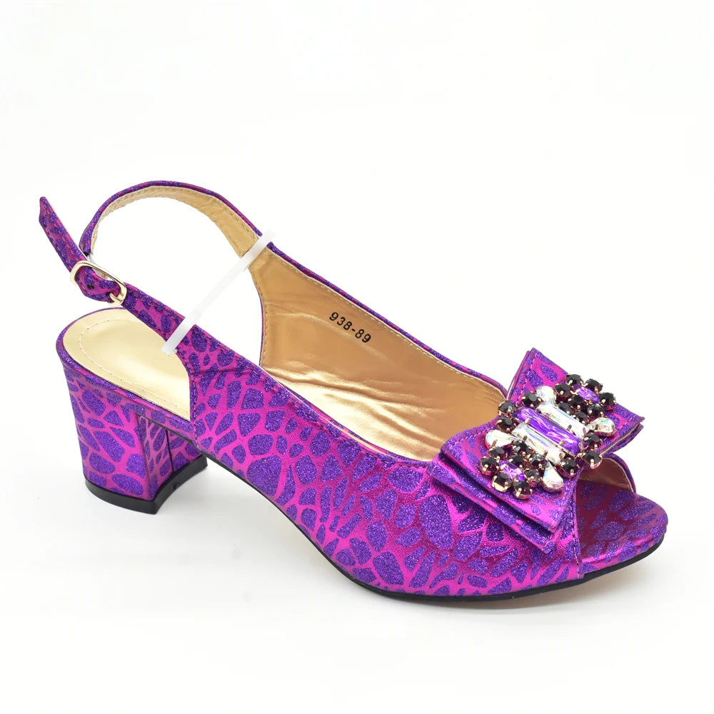 Purple Shoe and Bag Set for Party in Women Italian Shoe and Bag 2024 High Quality Elegant Heeled Shoes for Women African Pumps