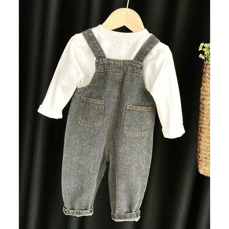 Kids Trousers Solid Brief Girls Denim Overall Boys Jumpsuits 1-6Y Unisex