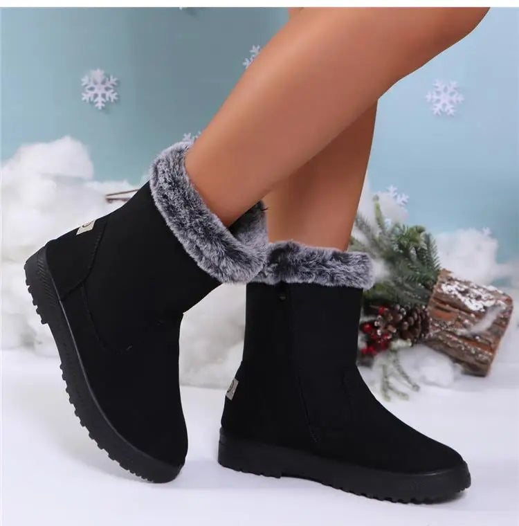 Winterlaarzen voor dames 2025 Trendschoenen Dames Platform Damesschoenen Platte Halfhoge Laarzen Platform Winterlaarzen voor dames Botas Mujer