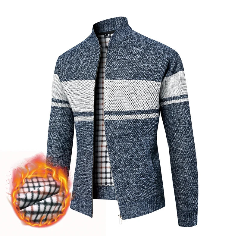 Men's High Quality Thick Plus Velvet Brand Casual Fashion Baseball Collar Classic Jacket, Zipper Warm Windbreaker Male Coats