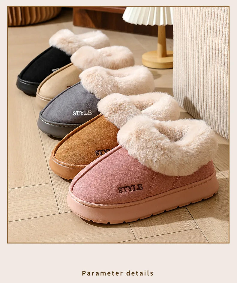 Women's Winter Warm Fuzzy Platform Slippers Suitable As Leisure Indoor and Outdoor Slides Slip On Cosy Fluffy Ladies' Snow Boots