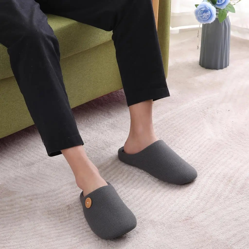 Unisex Winter House Slippers Anti-Slip Fluffy Warm Memory Foam Cotton Slippers With Durable Rubber Sole for Men & Women