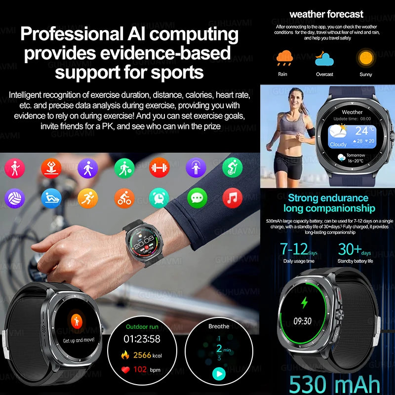 2025 Health track Smartwatch Air Pump Airbag True Blood Pressure Health Measure Smart Watch Men Women Blood oxygen BT Call