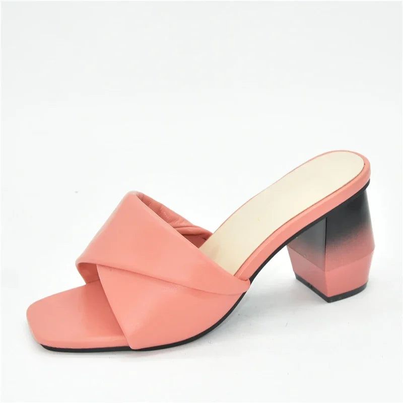 Italian Ladies Shoes Nigerian Women Shoes Pu Leather Sling Back Slipper for Party Open Toe Pumps High Heels Sexy Ladies