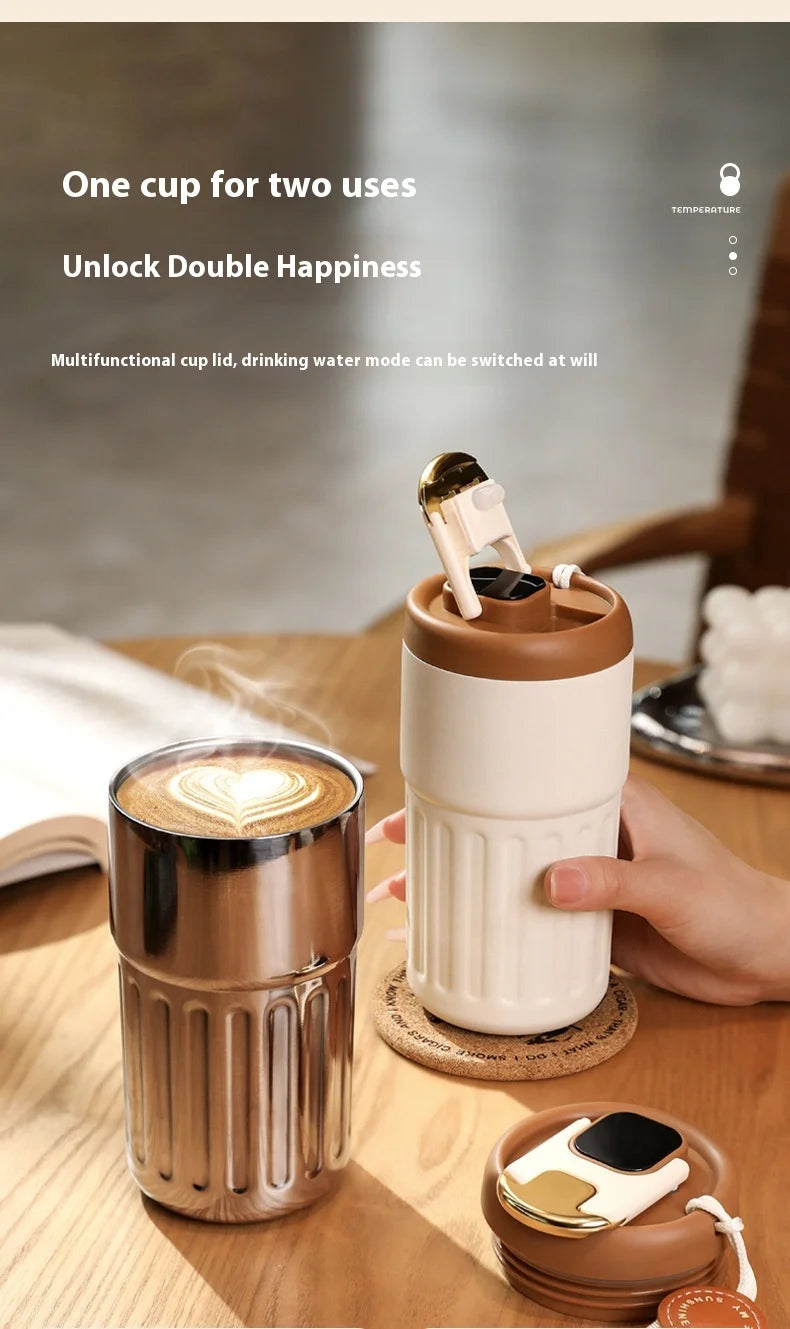 316 SS Smart Vacuum Insulated Thermos Flask - 24/12Hr Hot/Cold Retention, Leakproof, Minimalist Design, Travel Coffee Mug for