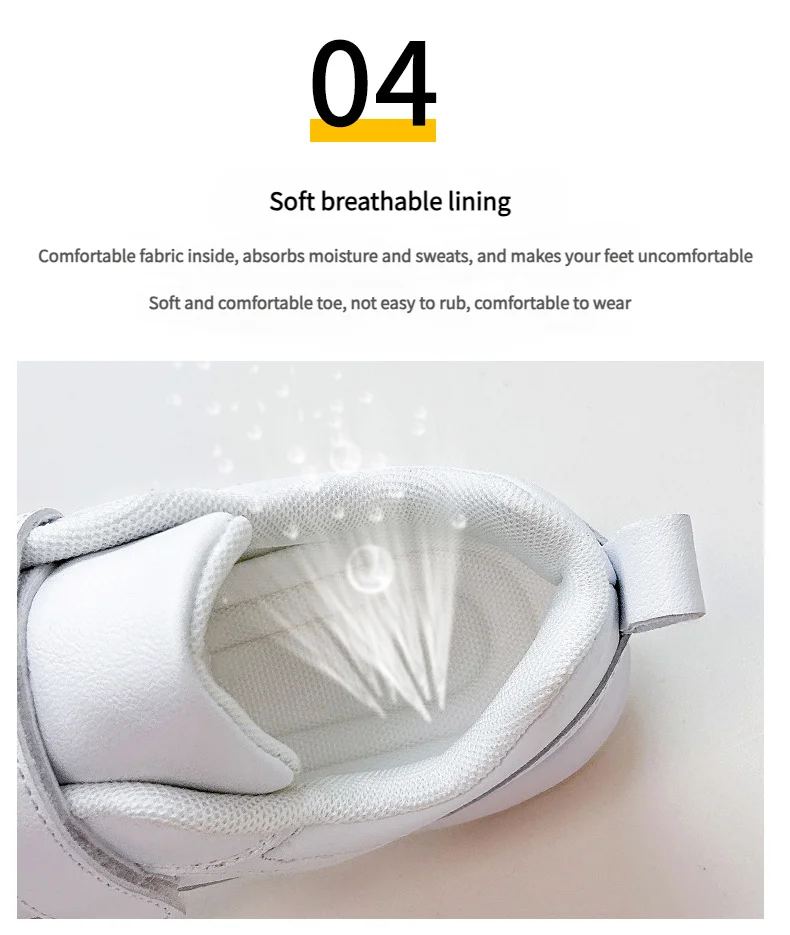 Student Sneakers Unisex White Shoes Magic Buckles Lightweight Couple Shoes for Sports School Dance Running