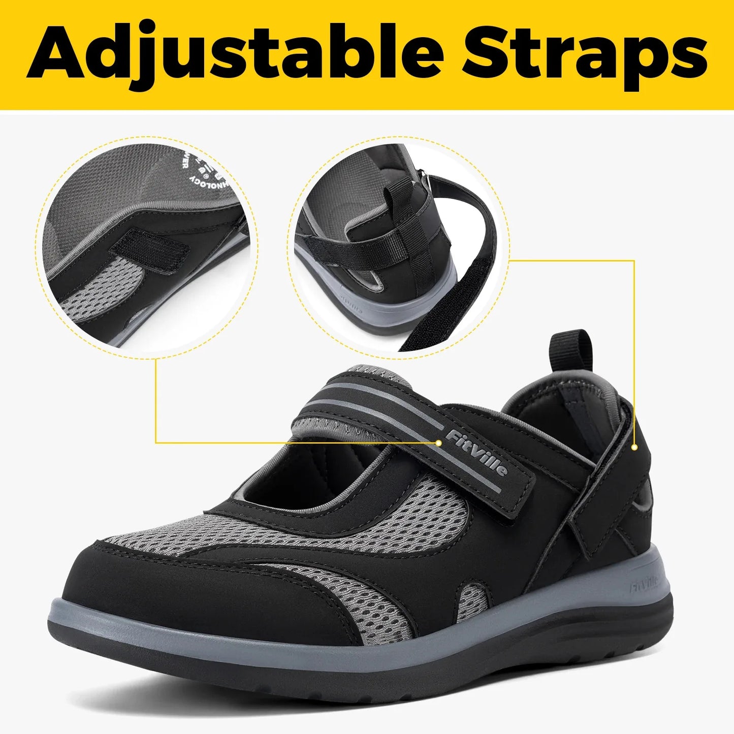 Women's Mary Jane Casual Shoes Sandals Widened Toe For Swollen Feet Lightweight Breathable Outdoor Elderly Shoe Sandals