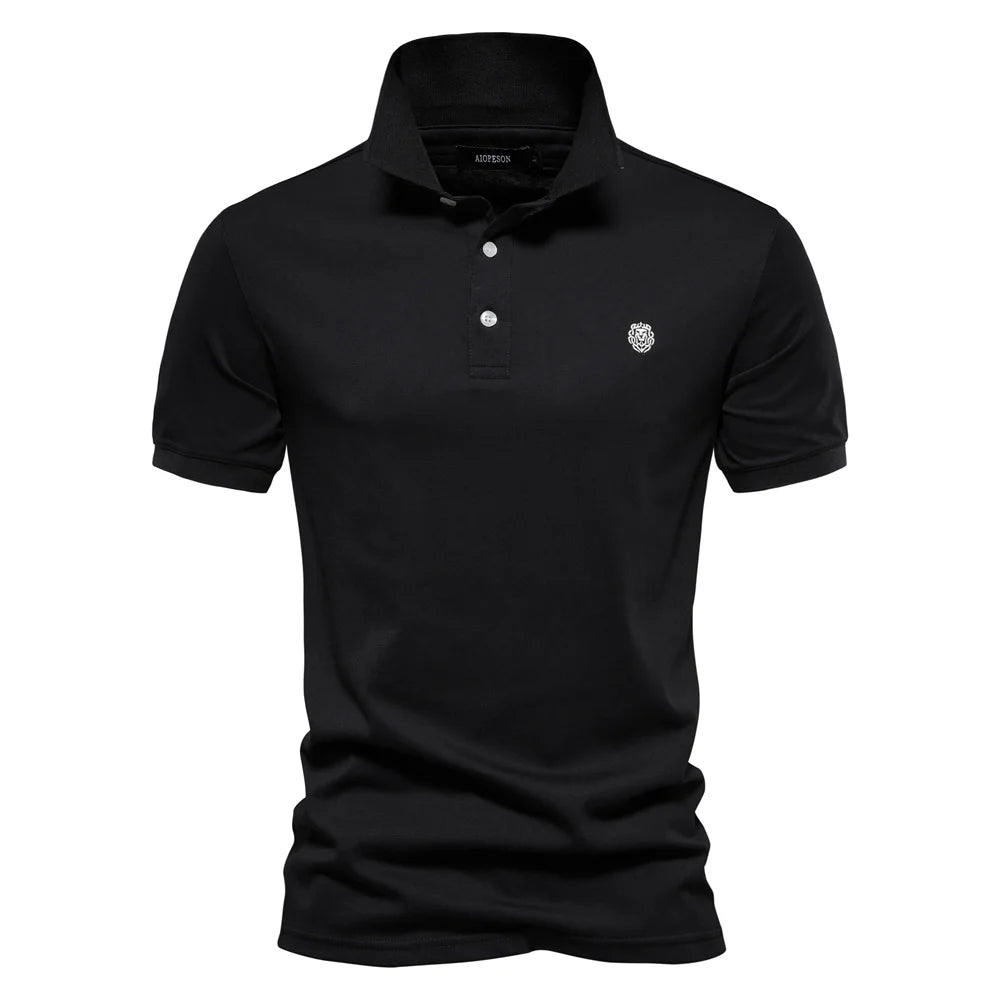100% Cotton Embroidery Men's Polo Shirts Solid Colour Short Sleeve Polo Shirts Summer Social Polos For Men