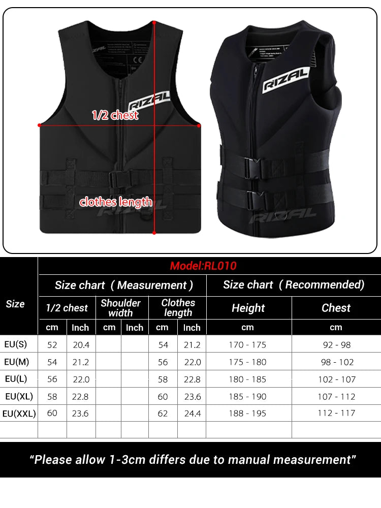 Adult Life Jacket Vest – Buoyancy Safety Vest for Kayaking, Surfing, Wakeboarding, Boating & Water Sports