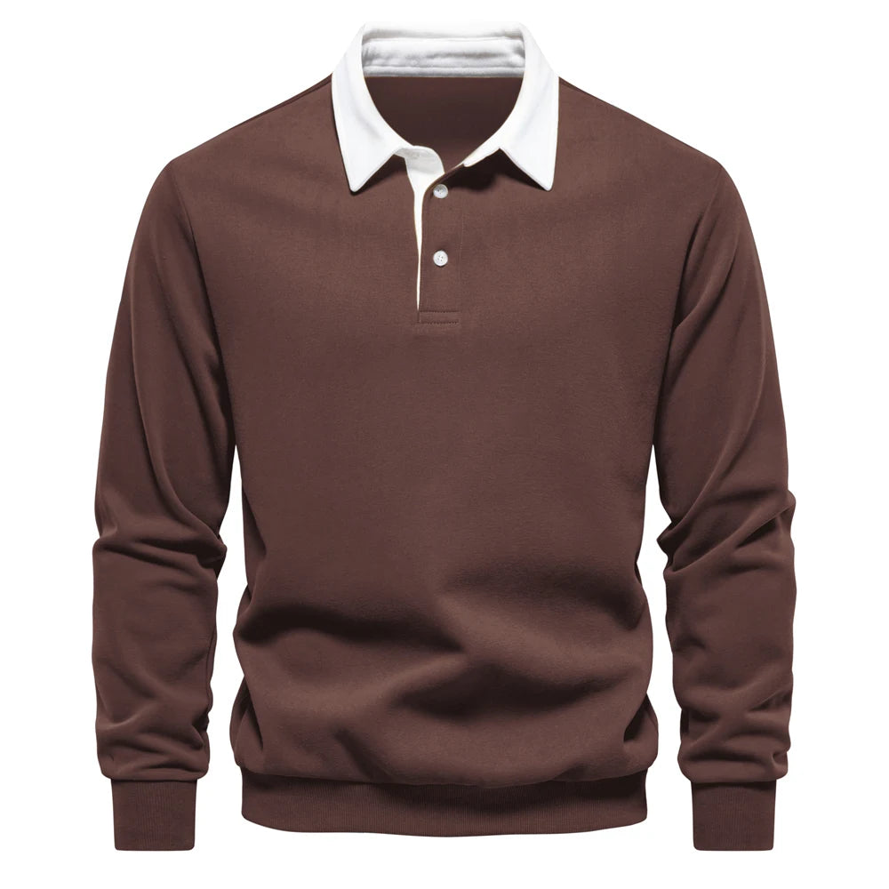 Autumn Fashion Design Polo Neck Sweatshirts For Men Casual and Social Wear Quality Cotton Sweatshirts