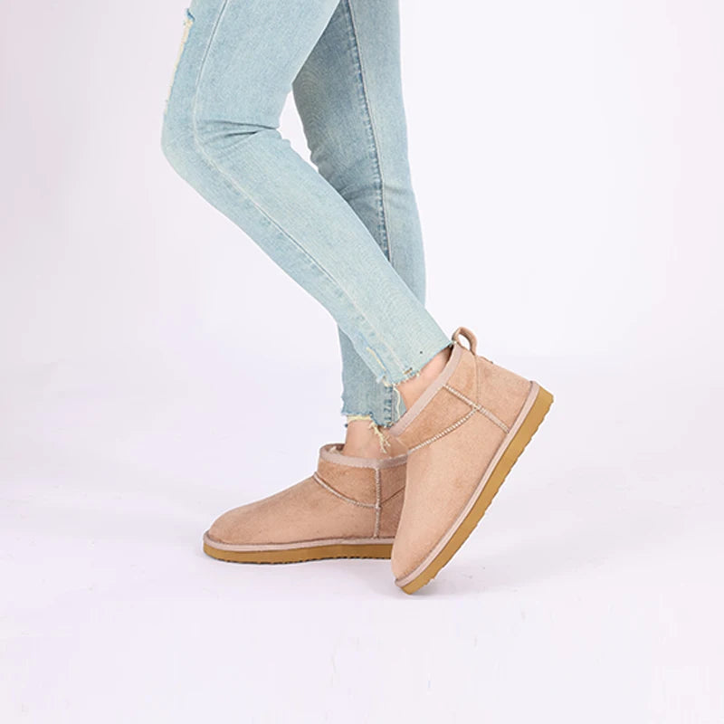 Women's Winter Snow Boots Classic Fur Plush Ankle Shoes Outdoor and indoor Use With Anti-Skid Warm Fuzzy Cotton Shoes