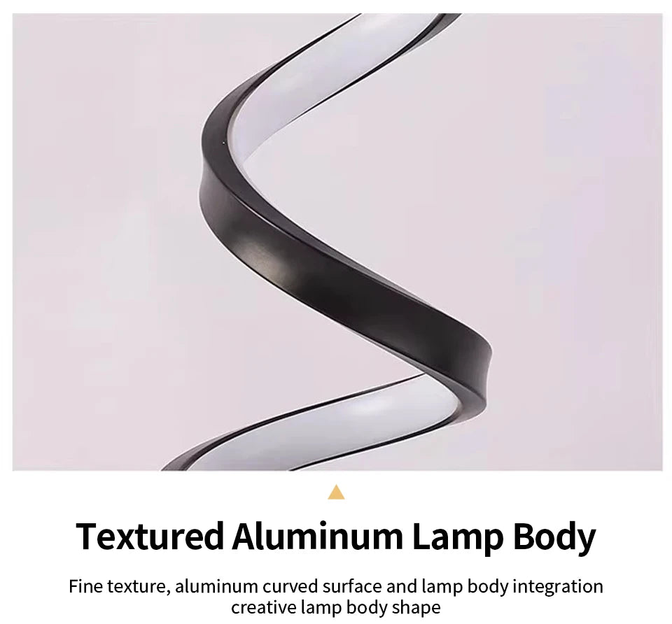 Creative LED Desk Lamp Modern Spiral Table Lamp RGB Dimming Ambient Light Portable Bar Cafe Bedroom Living Room Decorate Lamp