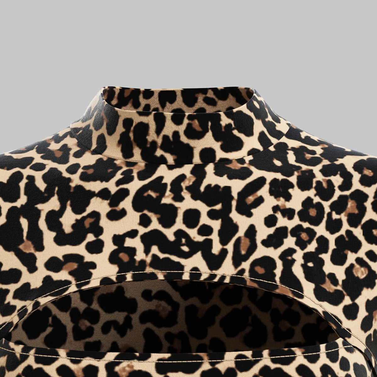 Women's T-Shirts All Season French Sexy Cut-Out Leopard Print Long Sleeve Crew Neck Fashion T-Shirts