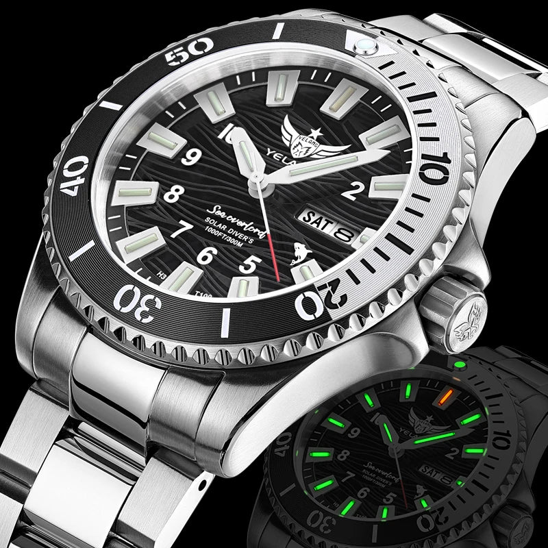 Yelang V1217 42mm Japan Eco-Drive Solar Watch Men's Watch 300M Diver Watch  30ATM Professional Waterproof  Sapphire Luminous