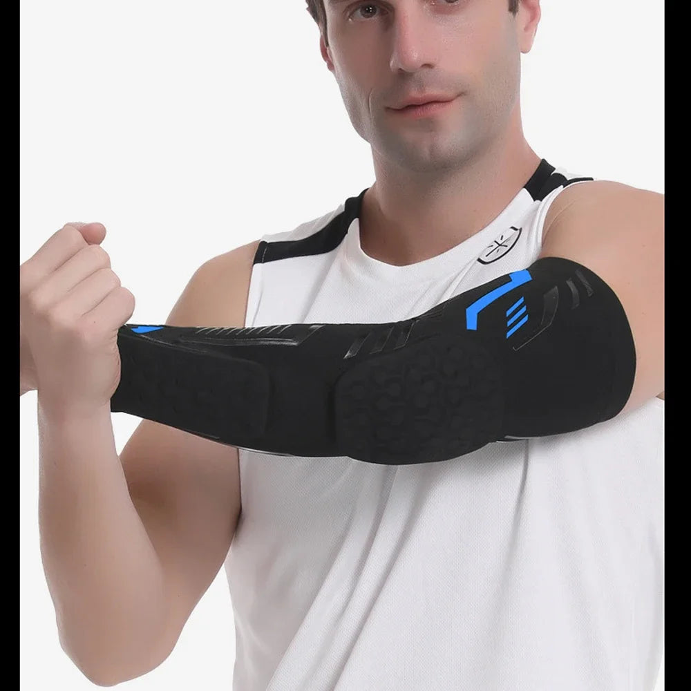 Sports Anti-Collision Padded Arm Sleeves For Protection of Elbow and Forearm During Sports - Honeycomb Pads For Men & Women