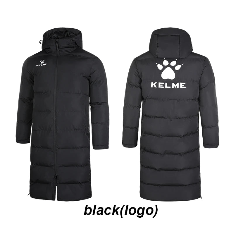 Men's Winter Jacket Long Sports Training Hooded Coat Outwear Warm Silk Cotton Windproof Cotton Clothing