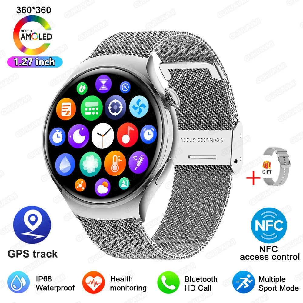 2025 Women's Fashion Smart Watch AMOLED HD Screen GPS Sport Heart Rate Bluetooth Call Waterproof Outdoor Smartwatch For Ladies