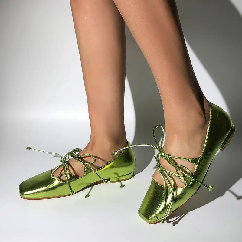 Women Flats Square Toe Mary Jane  Strap Retro Elegant Big Size Daily Shoes
