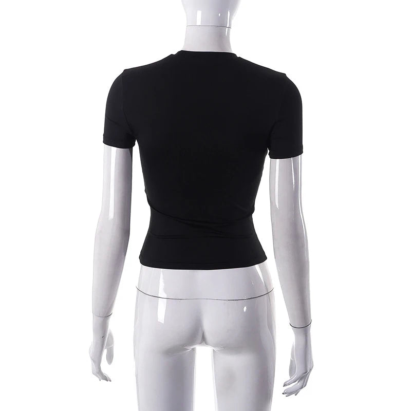 Spring New Short Sleeve T-Shirt Women Solid Simple Casual Soft All-Match Hot Basic Crop Tops Tees Summer Fashion