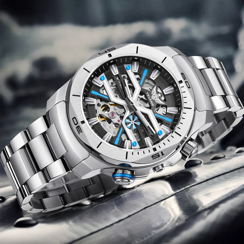 Yelang Men Dress Watch 44mm Vintage Dial Retro Business Luxury Sapphire Japan 8N40 Automatic Mechanical Waterproof 30Bar Reloj